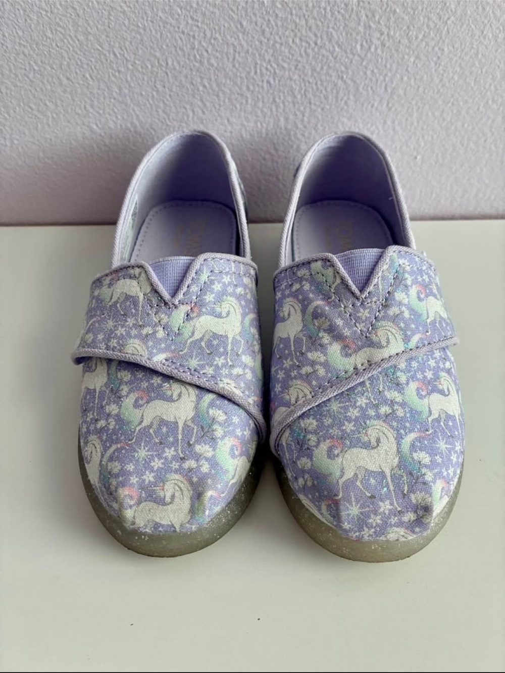 TOMS Kids 10 Alpargata Misty Lilac Iridescent Unicorn canvas shoes